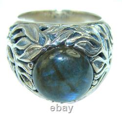 Vintage Design GENUINE Labradorite. 925 Sterling Silver handcrafted ring size 7