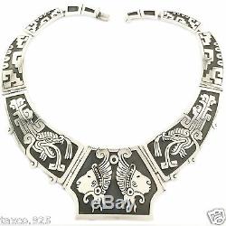Vintage Design Taxco Mexican 950 Sterling Silver Native Tribal Necklace Mexico