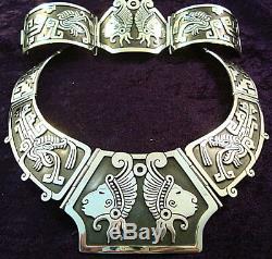 Vintage Design Taxco Mexican 950 Sterling Silver Native Tribal Necklace Mexico