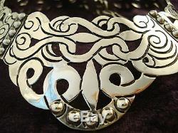 Vintage Design Taxco Mexican Sterling Silver Floral Flower Bead Necklace Mexico