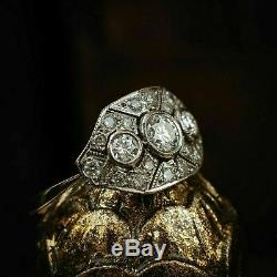 Vintage Edwardian Art Deco Engagement & Wedding Ring 2.5Ct Diamond 14k Gold Over