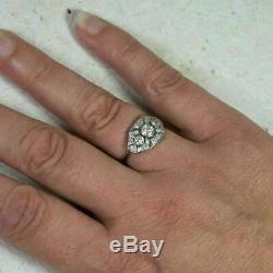 Vintage Edwardian Art Deco Engagement & Wedding Ring 2.5Ct Diamond 14k Gold Over