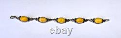 Vintage Egg Yolk Amber Sterling Silver Bracelet Butterscotch