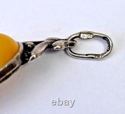 Vintage Egg Yolk Amber Sterling Silver Bracelet Butterscotch