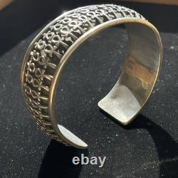 Vintage Egyptian Revival Ankh Sterling Silver Cuff Bracelet 7.5