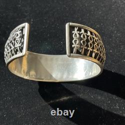 Vintage Egyptian Revival Ankh Sterling Silver Cuff Bracelet 7.5