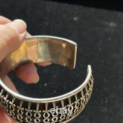 Vintage Egyptian Revival Ankh Sterling Silver Cuff Bracelet 7.5