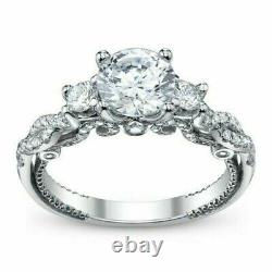 Vintage Elegant 2.30Ct Round Cut Diamond Engagement Ring 14Kt White Gold Over