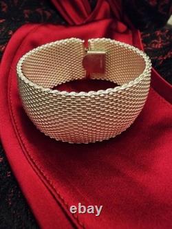 Vintage Elegant Modernist Silver Flexible Cuff Bracelet 7