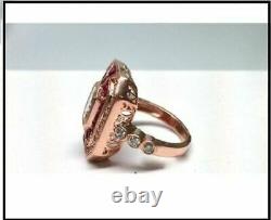 Vintage Emerald Cut 2.55 ct White Diamond Ruby Antique Engagement Wedding Ring