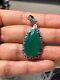 Vintage Emerald Pear Pendant 925 Sterling Silver Antique Deco Jewellery