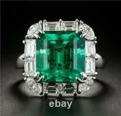 Vintage Emerald Ring Simulated 925 Sterling Silver CZ Women Cocktail ADASTRA