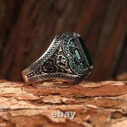 Vintage Emerald Turkish Handmade Ring 925 Sterling Silver Ring Ottomas Ring