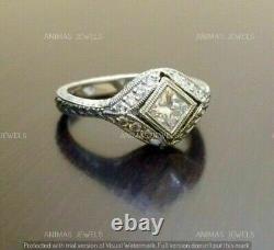 Vintage Engagement Ring 2.50 CT Princess Cut Moissanite Real 925 Sterling Silver