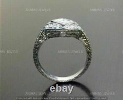 Vintage Engagement Ring 2.50 CT Princess Cut Moissanite Real 925 Sterling Silver