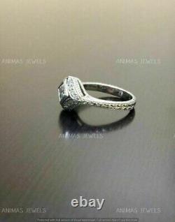Vintage Engagement Ring 2.50 CT Princess Cut Moissanite Real 925 Sterling Silver
