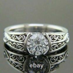 Vintage Engagement Ring 925 Sterling Silver 2.00 Ct Round Cut Simulated Diamond