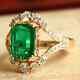 Vintage Engagement Ring Emerald Cut Simulated Emerald Sterling Silver 925