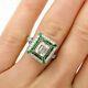 Vintage Engagement Wedding Ring 2ct Emerald Diamond Sapphire 14k White Gold Over