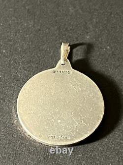 Vintage England MAde Sterling Silver & 14k Gold TAURUS Horoscope Round Pendant