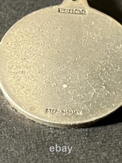 Vintage England MAde Sterling Silver & 14k Gold TAURUS Horoscope Round Pendant