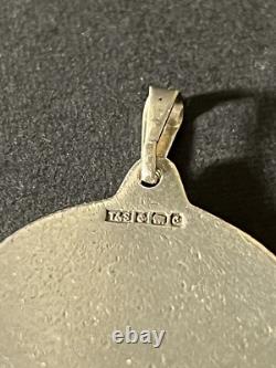 Vintage England MAde Sterling Silver & 14k Gold TAURUS Horoscope Round Pendant