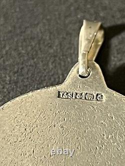 Vintage England MAde Sterling Silver & 14k Gold TAURUS Horoscope Round Pendant