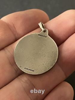 Vintage England MAde Sterling Silver & 14k Gold TAURUS Horoscope Round Pendant