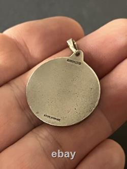 Vintage England MAde Sterling Silver & 14k Gold TAURUS Horoscope Round Pendant