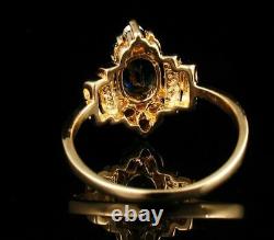 Vintage Estate 1. Ct Oval Blue Sapphire Diamond 14k Yellow Gold Over Ring