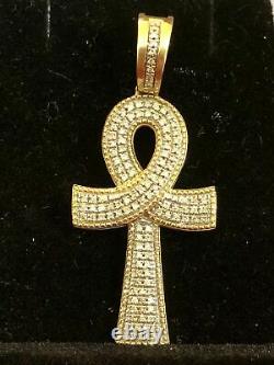 Vintage Estate 10k Yellow Gold Over Diamond Cross Religious Pendant Christianity