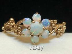 Vintage Estate 14K Yellow Gold Over 2.65Ct Fire Opal Flower Engagement Ring