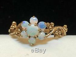 Vintage Estate 14K Yellow Gold Over 2.65Ct Fire Opal Flower Engagement Ring