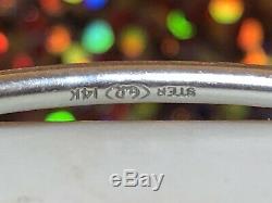 Vintage Estate 14k Gold & Sterling Silver Cape Cod Bracelet Signed Gr Bypass Ban