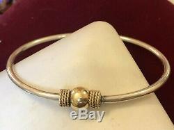 Vintage Estate 14k Gold & Sterling Silver Cape Cod Bracelet Signed Gr Bypass Ban