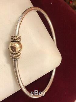 Vintage Estate 14k Gold & Sterling Silver Cape Cod Bracelet Signed Gr Bypass Ban