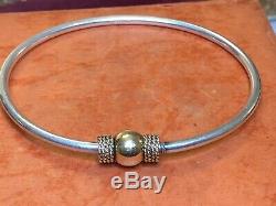 Vintage Estate 14k Gold & Sterling Silver Cape Cod Bracelet Signed Gr Bypass Ban