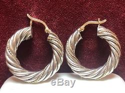 Vintage Estate 14k Gold & Sterling Silver Hoop Earrings