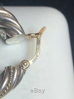 Vintage Estate 14k Gold & Sterling Silver Hoop Earrings