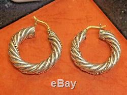 Vintage Estate 14k Gold & Sterling Silver Hoop Earrings