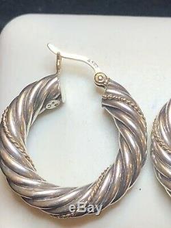 Vintage Estate 14k Gold & Sterling Silver Hoop Earrings