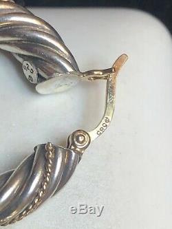 Vintage Estate 14k Gold & Sterling Silver Hoop Earrings