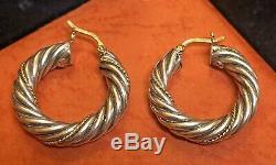 Vintage Estate 14k Gold & Sterling Silver Hoop Earrings