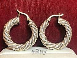 Vintage Estate 14k Gold & Sterling Silver Hoop Earrings