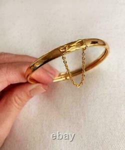 Vintage & Estate 18K Yellow Gold Over 7.5 Bangle Bracelet with Chain Link RARE