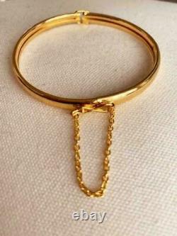 Vintage & Estate 18K Yellow Gold Over 7.5 Bangle Bracelet with Chain Link RARE