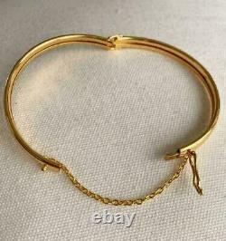 Vintage & Estate 18K Yellow Gold Over 7.5 Bangle Bracelet with Chain Link RARE