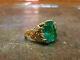 Vintage Estate 5ct Colombian Emerald & Diamond 14k Yellow Gold Over Wedding Ring