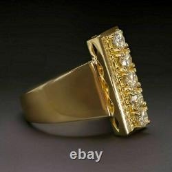 Vintage Estate Bar 2.10Ct Simulated Diamond Engagement Ring 14K Yellow Gold Over