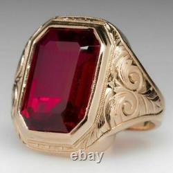 Vintage & Estate Men's Jewelry Ruby Bold Men's Ring in 14K Rose Gold Over 7. Ct